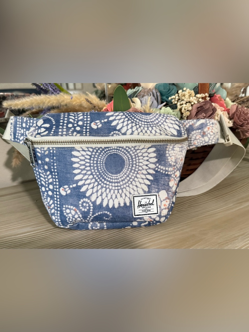 Herschel Blue Floral Pattern Waist Bag